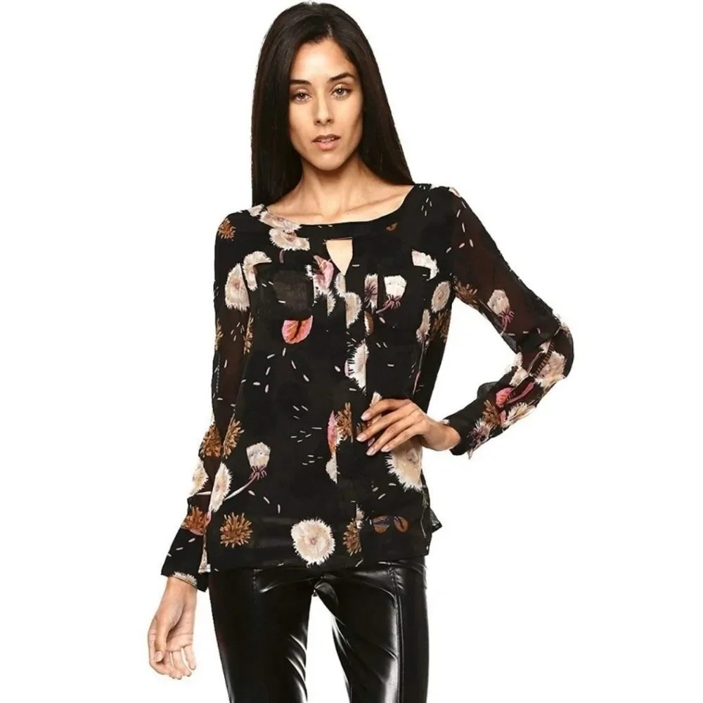 Desigual Mimosa Floral Print Long Sleeve Top Sm